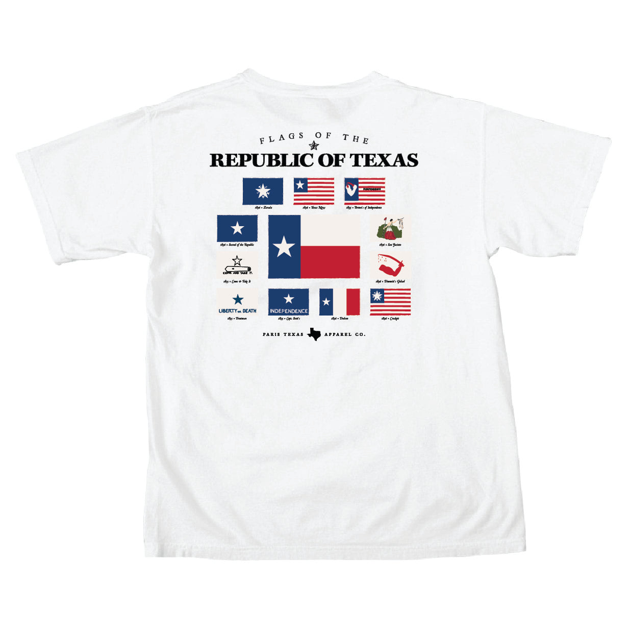 Flags Republic Pocket White T-Shirt Paris Texas Apparel Co