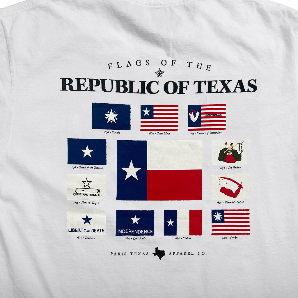 Flags Republic Pocket White T-Shirt Paris Texas Apparel Co