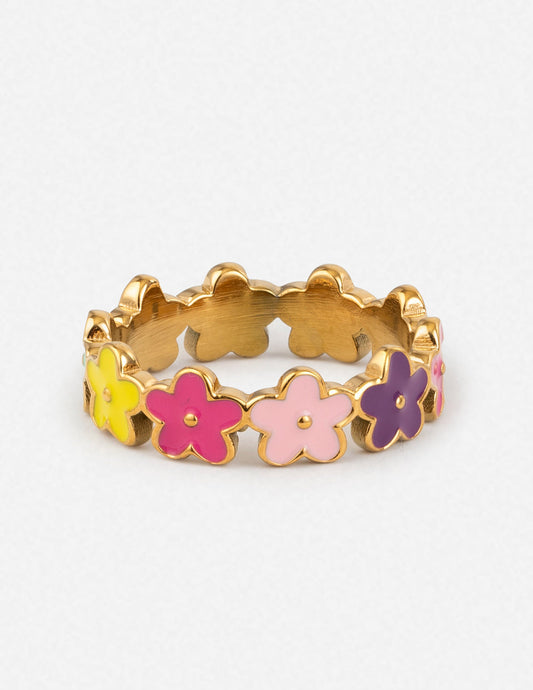 Floral Enamel Ring Elegant Floral Design Ring Elevated Faith