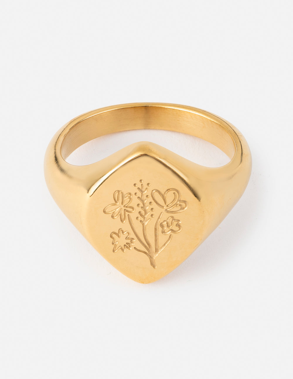Floral Signet Ring with Natural Cotton Pouch Elevated Faith