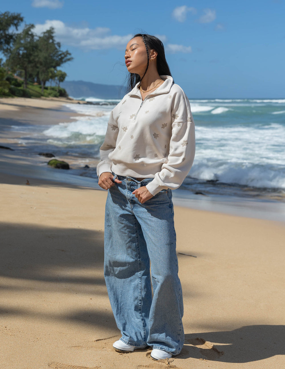 Floral Women's Wind Chime Half-Zip Pullover Elevated Faith