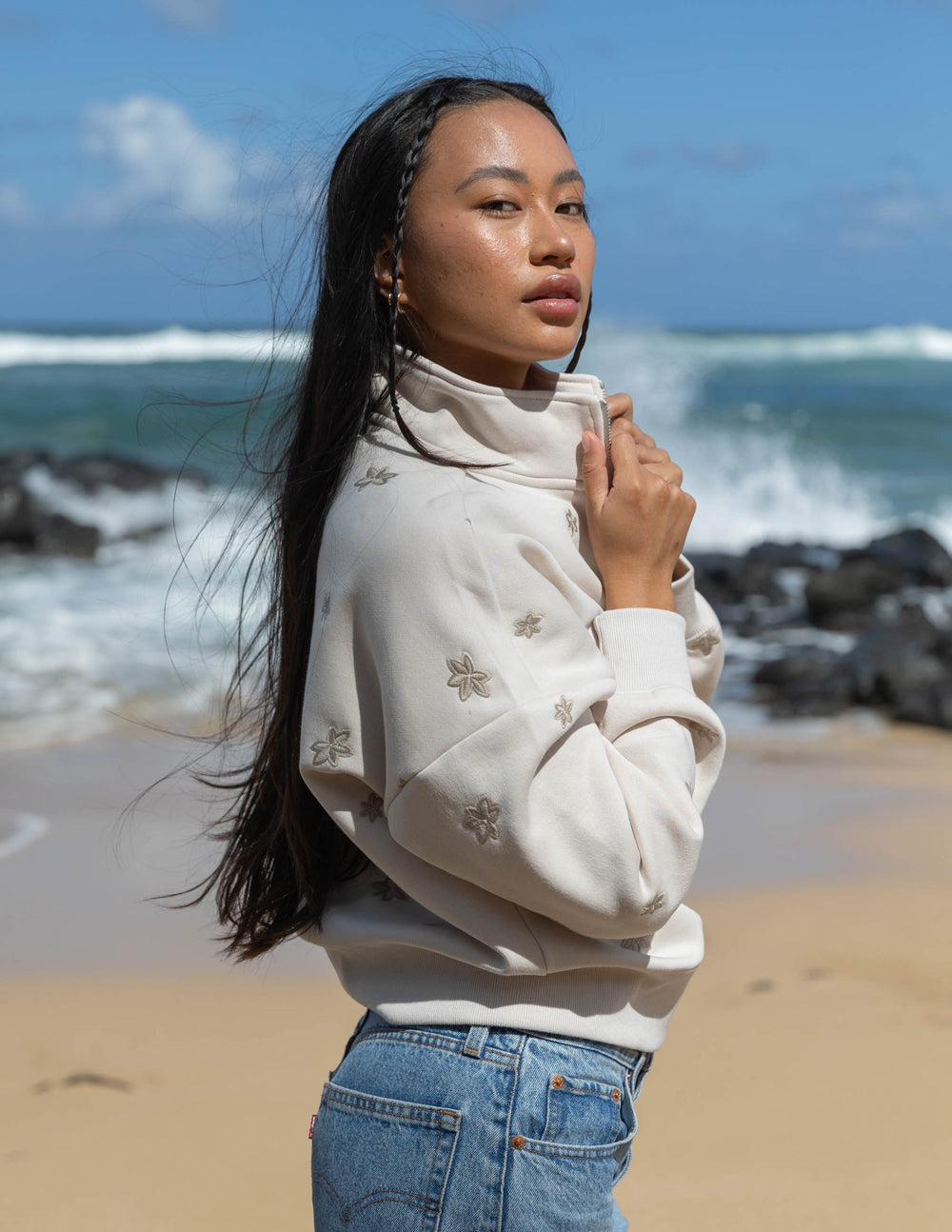 Floral Women's Wind Chime Half-Zip Pullover Elevated Faith