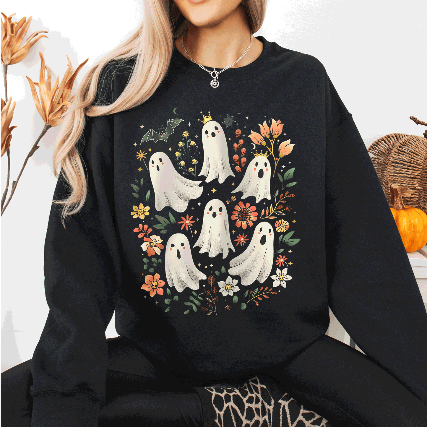 Floral Ghosts Autumn Fall Sweatshirt Coquette Girly Refinery Number One