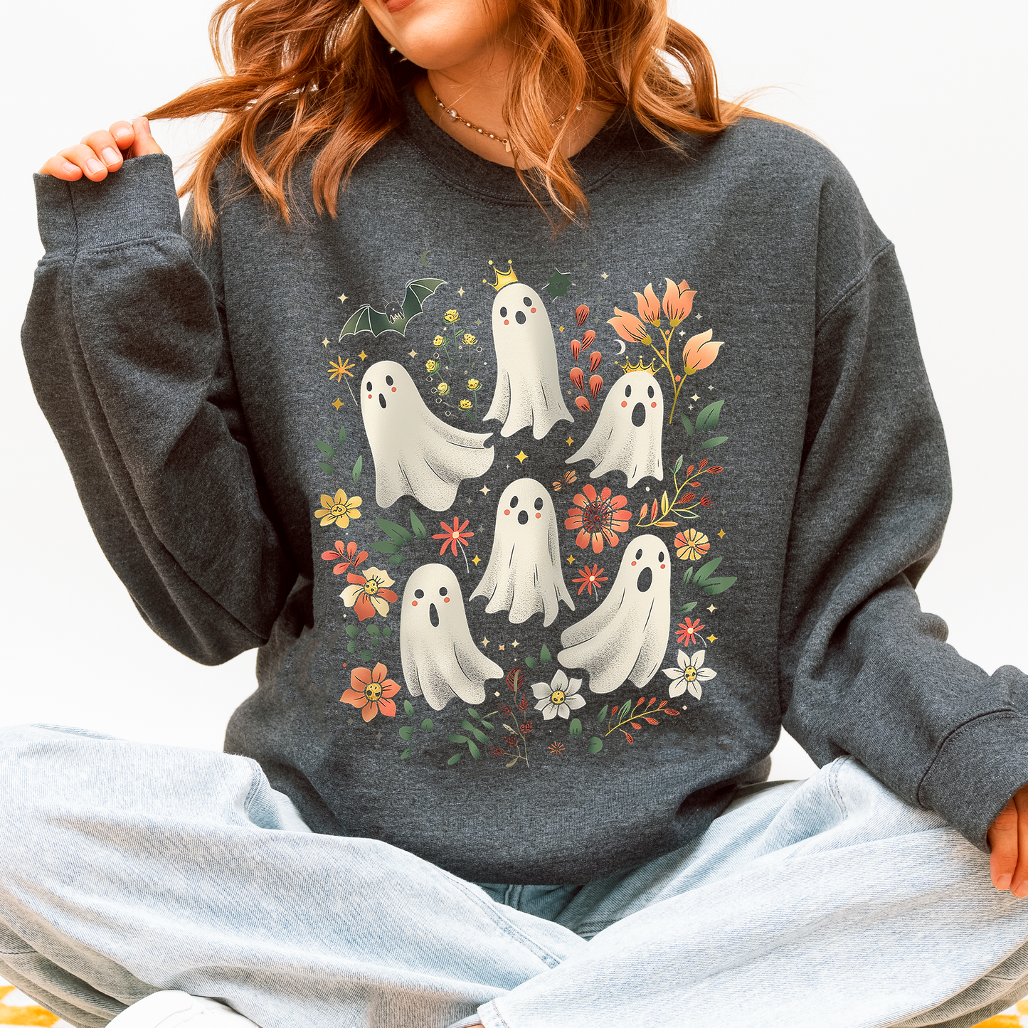 Floral Ghosts Autumn Fall Sweatshirt Coquette Girly Refinery Number One