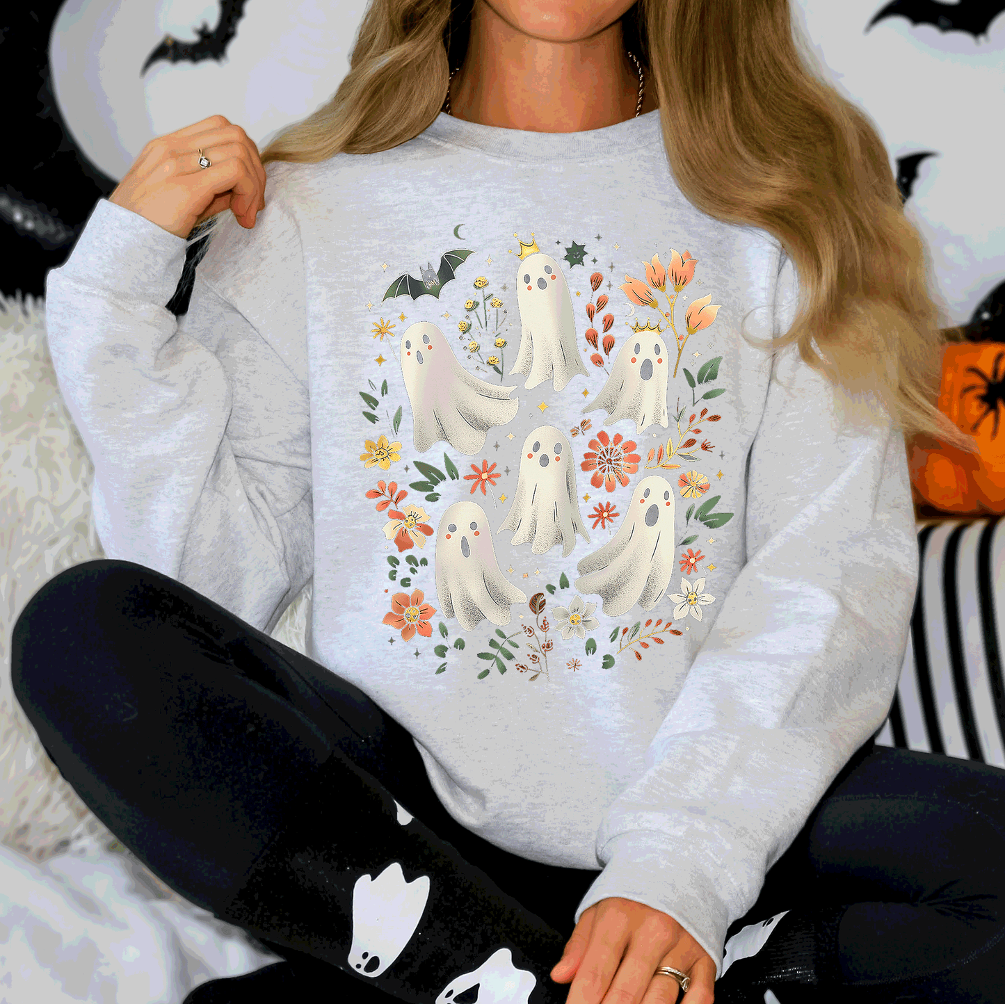 Floral Ghosts Autumn Fall Sweatshirt Coquette Girly Refinery Number One