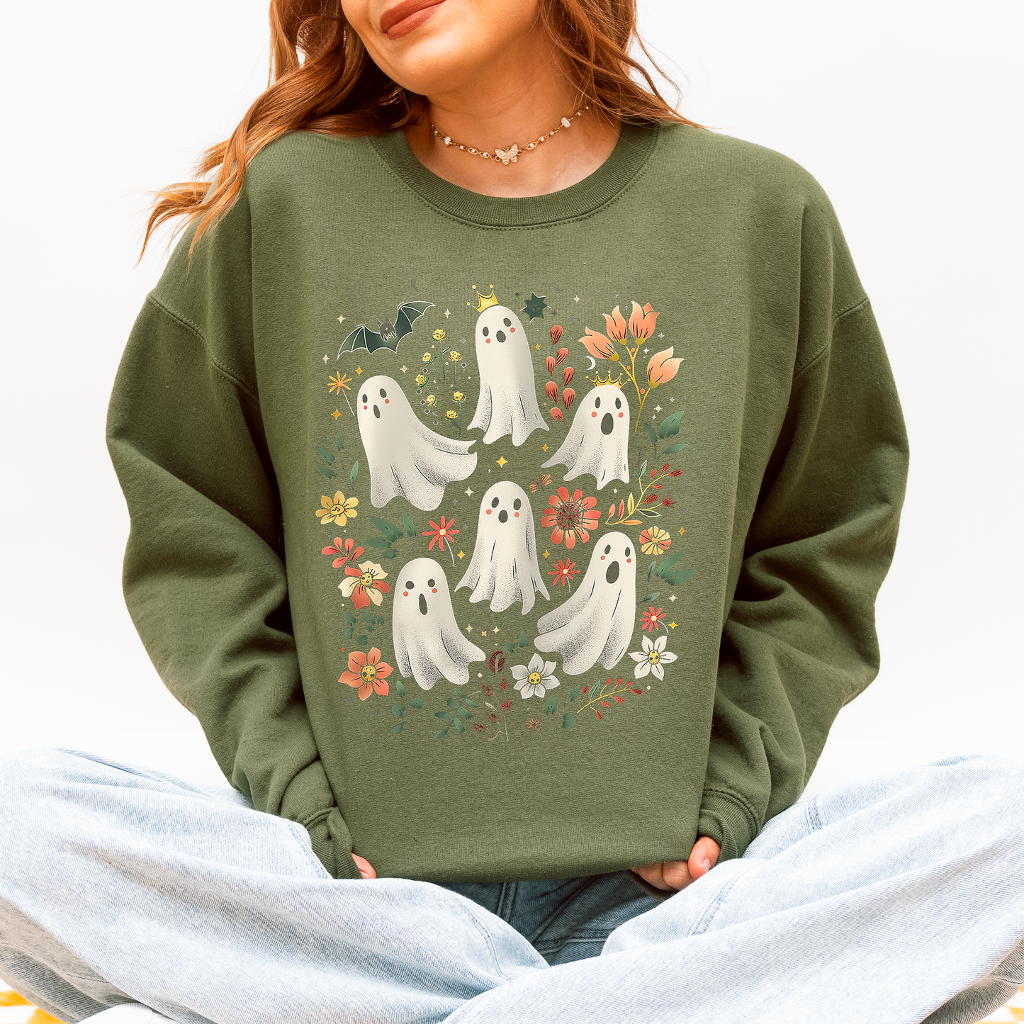 Floral Ghosts Autumn Fall Sweatshirt Coquette Girly Refinery Number One