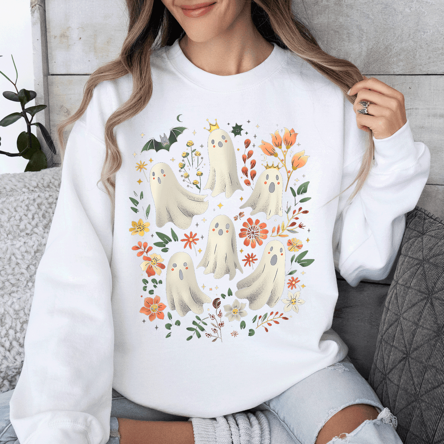 Floral Ghosts Autumn Fall Sweatshirt Coquette Girly Refinery Number One