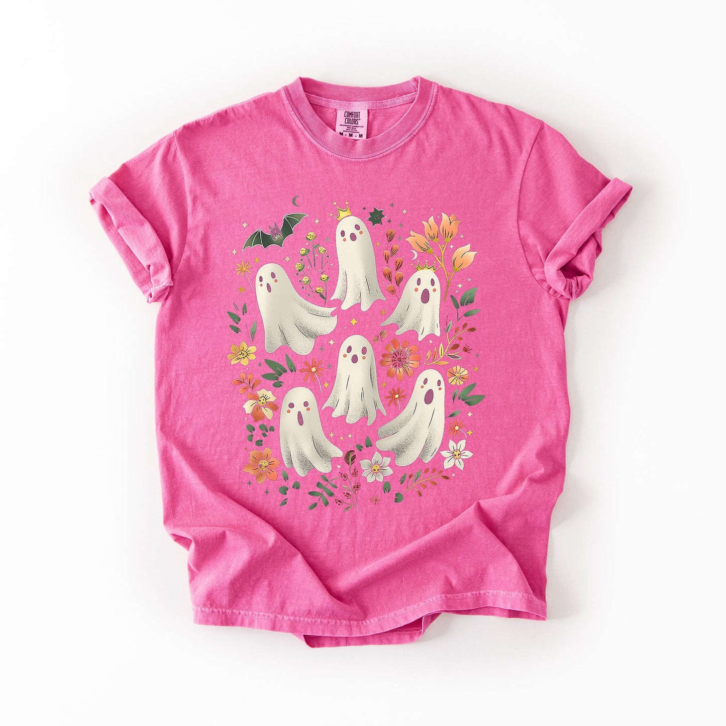 Floral Ghosts Comfort Colors T-Shirt Beautiful Halloween Coquette Girly Autumn Fall