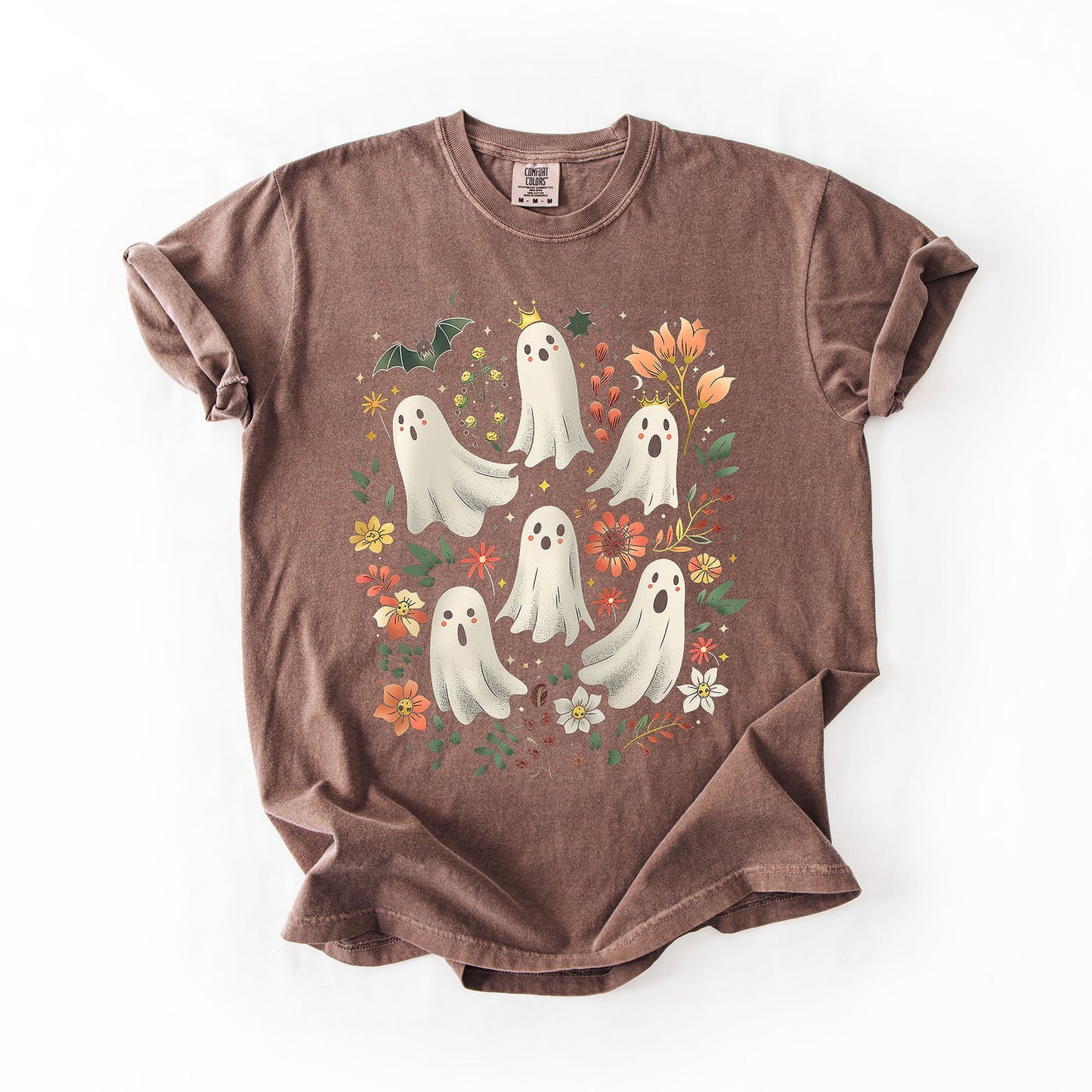 Floral Ghosts Comfort Colors T-Shirt Beautiful Halloween Coquette Girly Autumn Fall