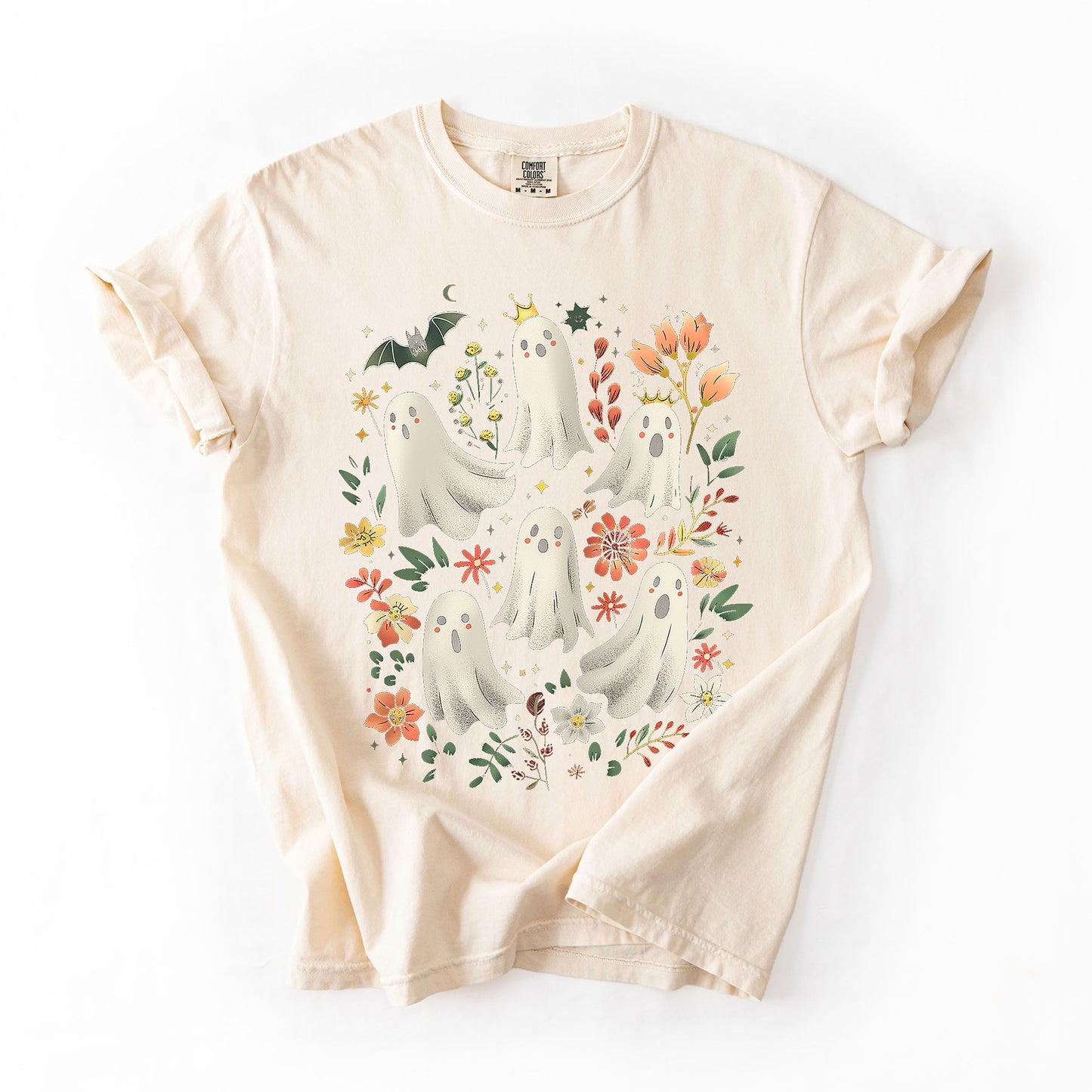 Floral Ghosts Comfort Colors T-Shirt Beautiful Halloween Coquette Girly Autumn Fall