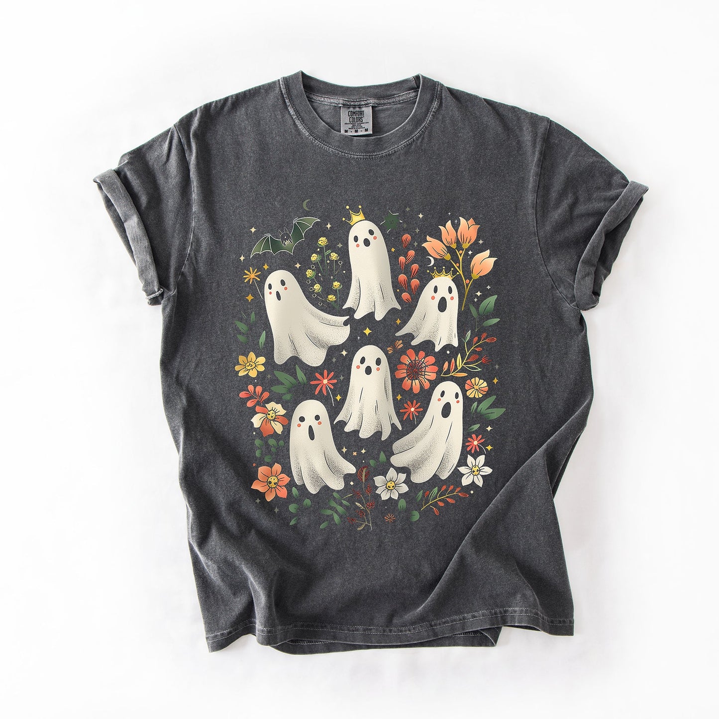 Floral Ghosts Comfort Colors T-Shirt Beautiful Halloween Coquette Girly Autumn Fall