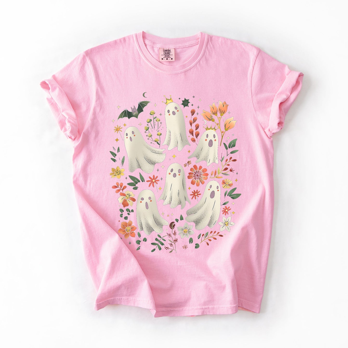Floral Ghosts Comfort Colors T-Shirt Beautiful Halloween Coquette Girly Autumn Fall