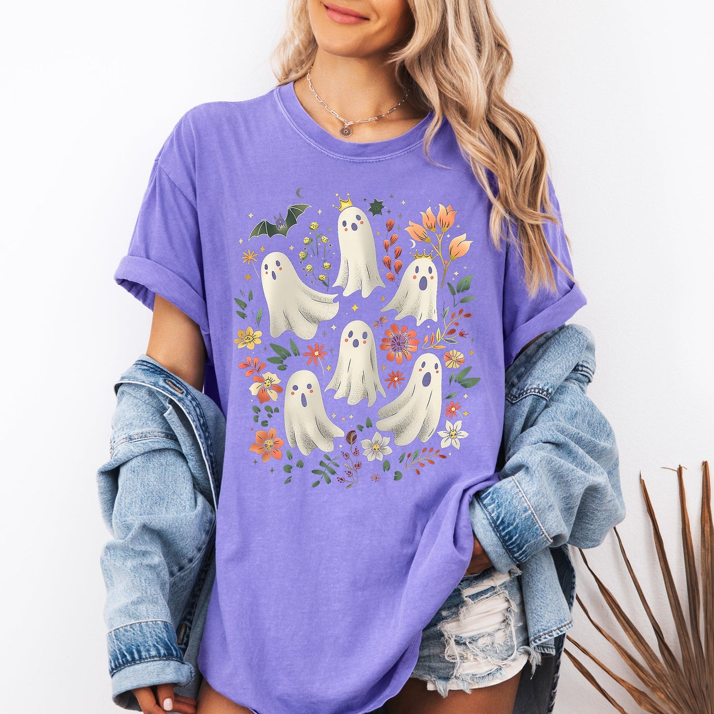 Floral Ghosts Comfort Colors T-Shirt Beautiful Halloween Coquette Girly Autumn Fall