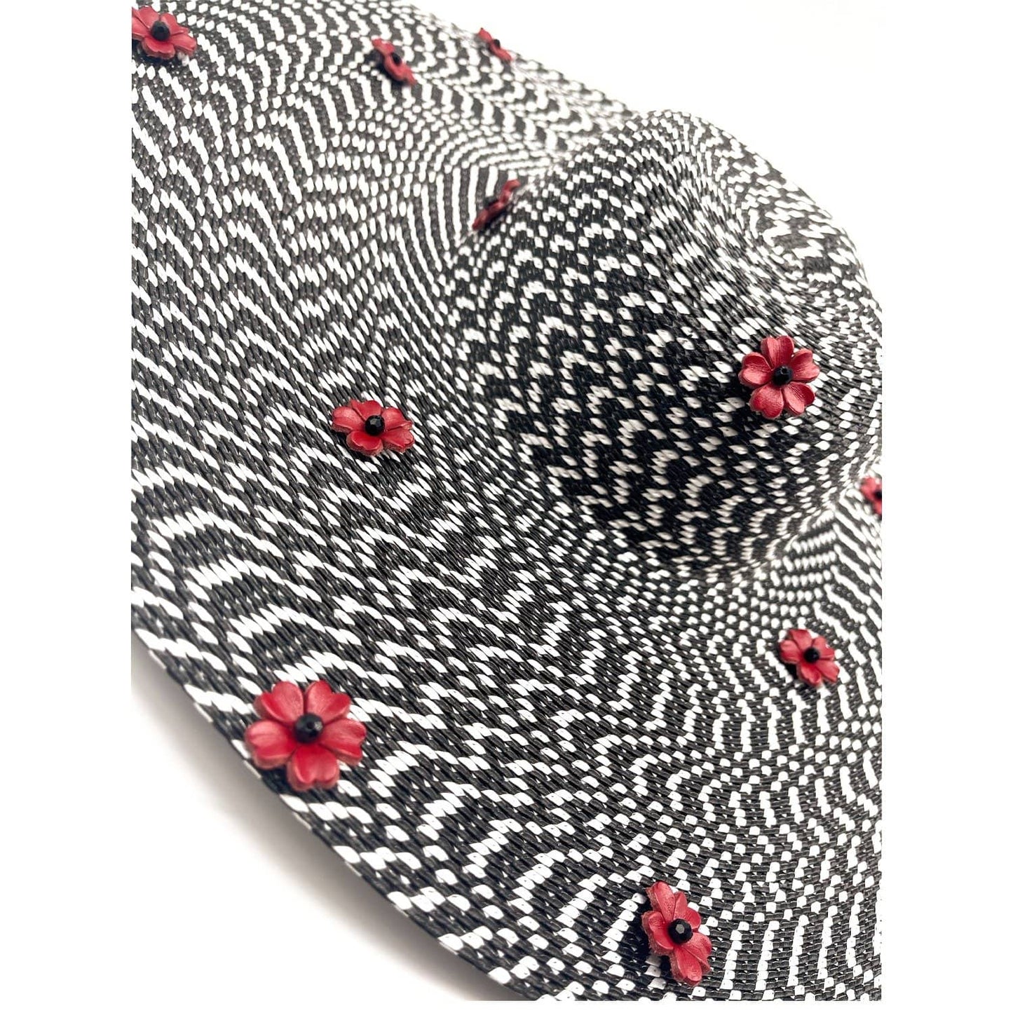 Handmade Poly Braid Papaver Hat with Faux Leather Flowers