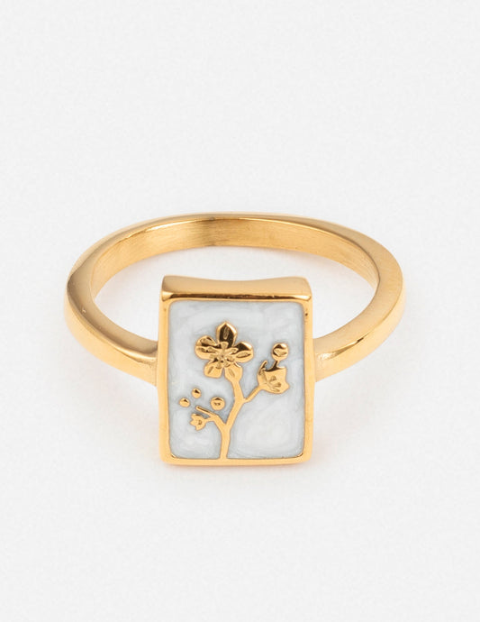 Flower Rectangular Ring Jewelry Elevated Faith