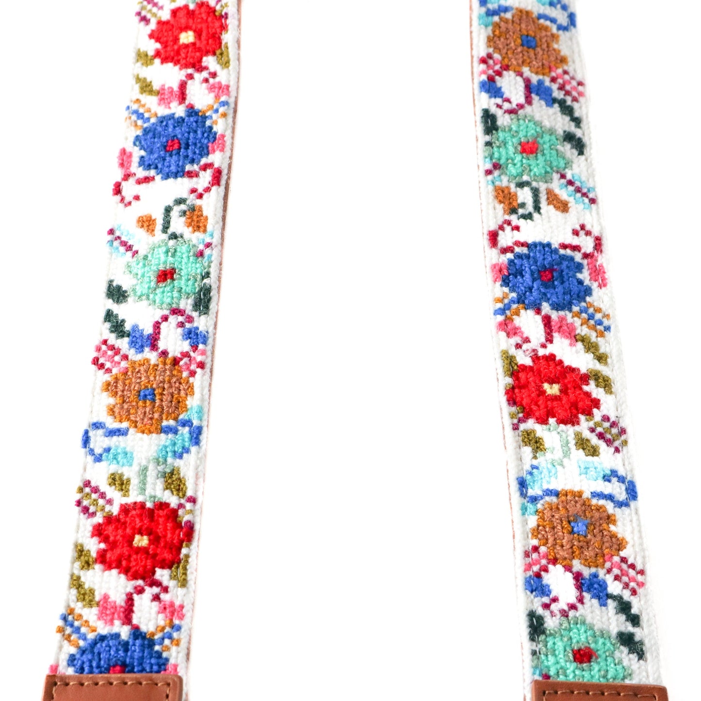 Mai Flowers Leather Woven Bag Strap