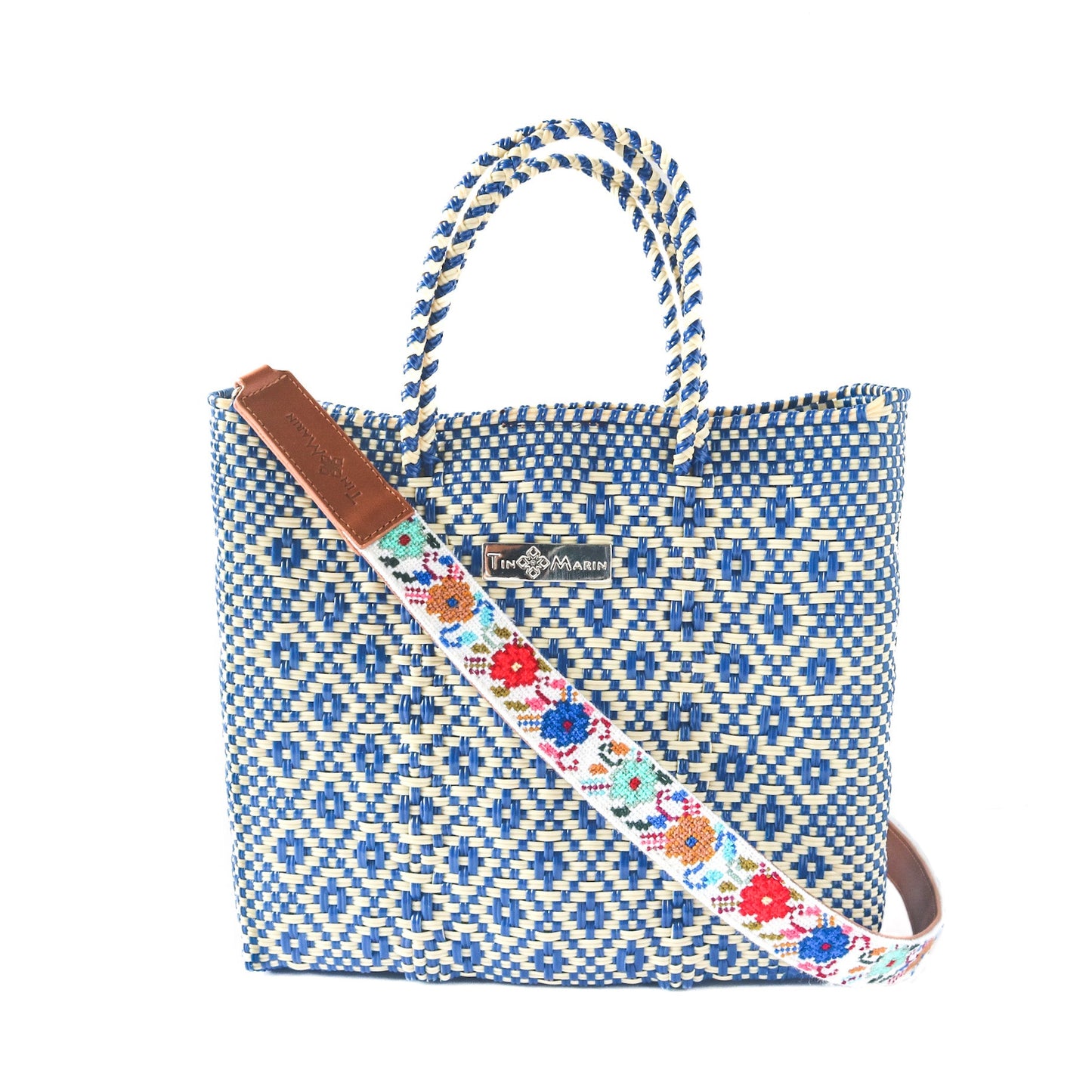 Mai Flowers Leather Woven Bag Strap