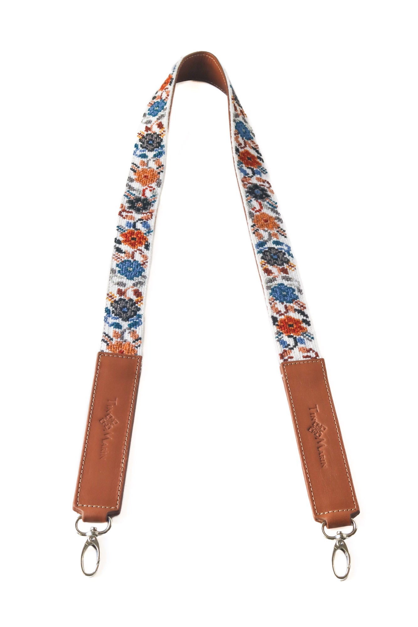 Mai Flowers Leather Woven Bag Strap