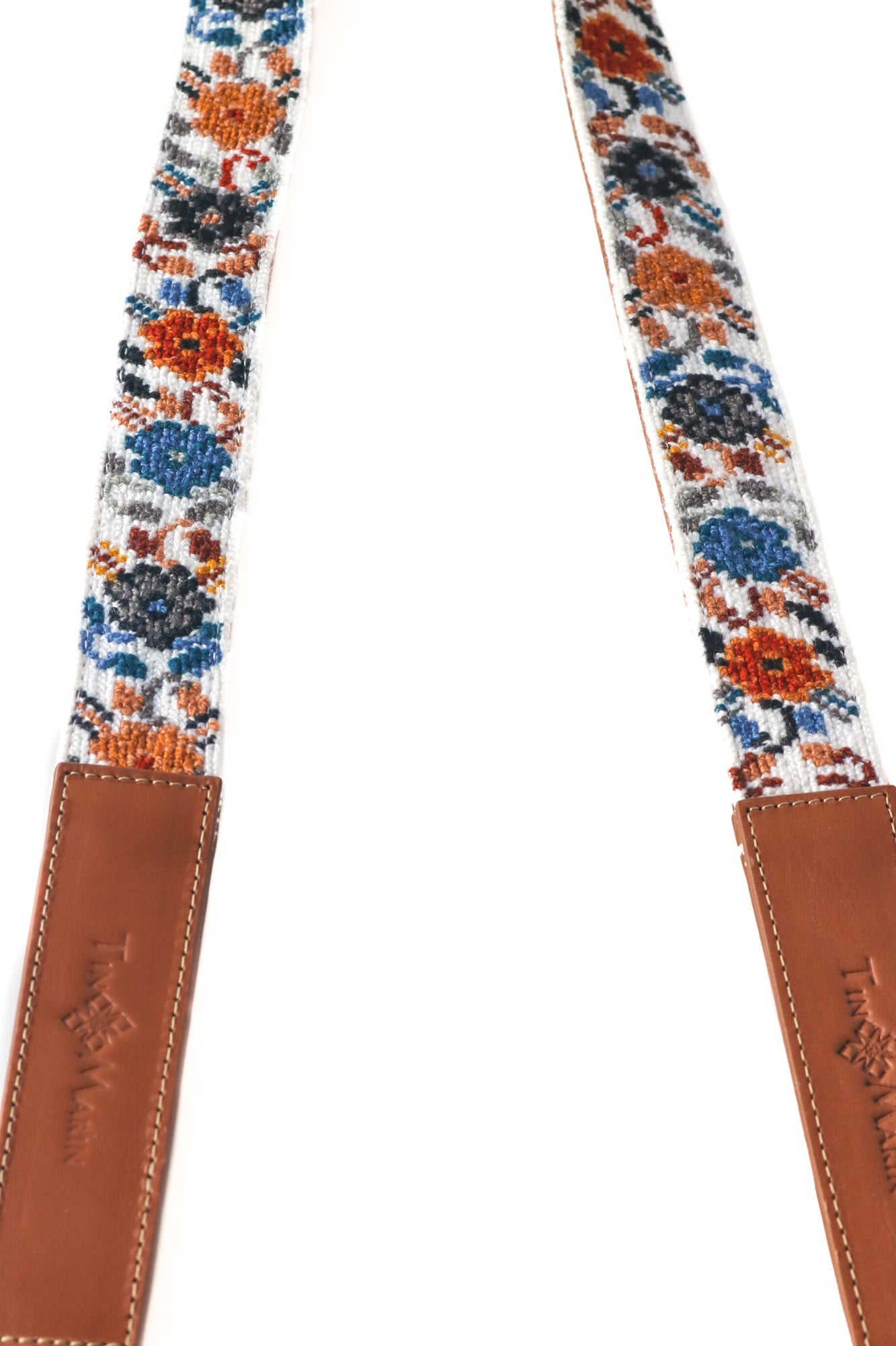 Mai Flowers Leather Woven Bag Strap