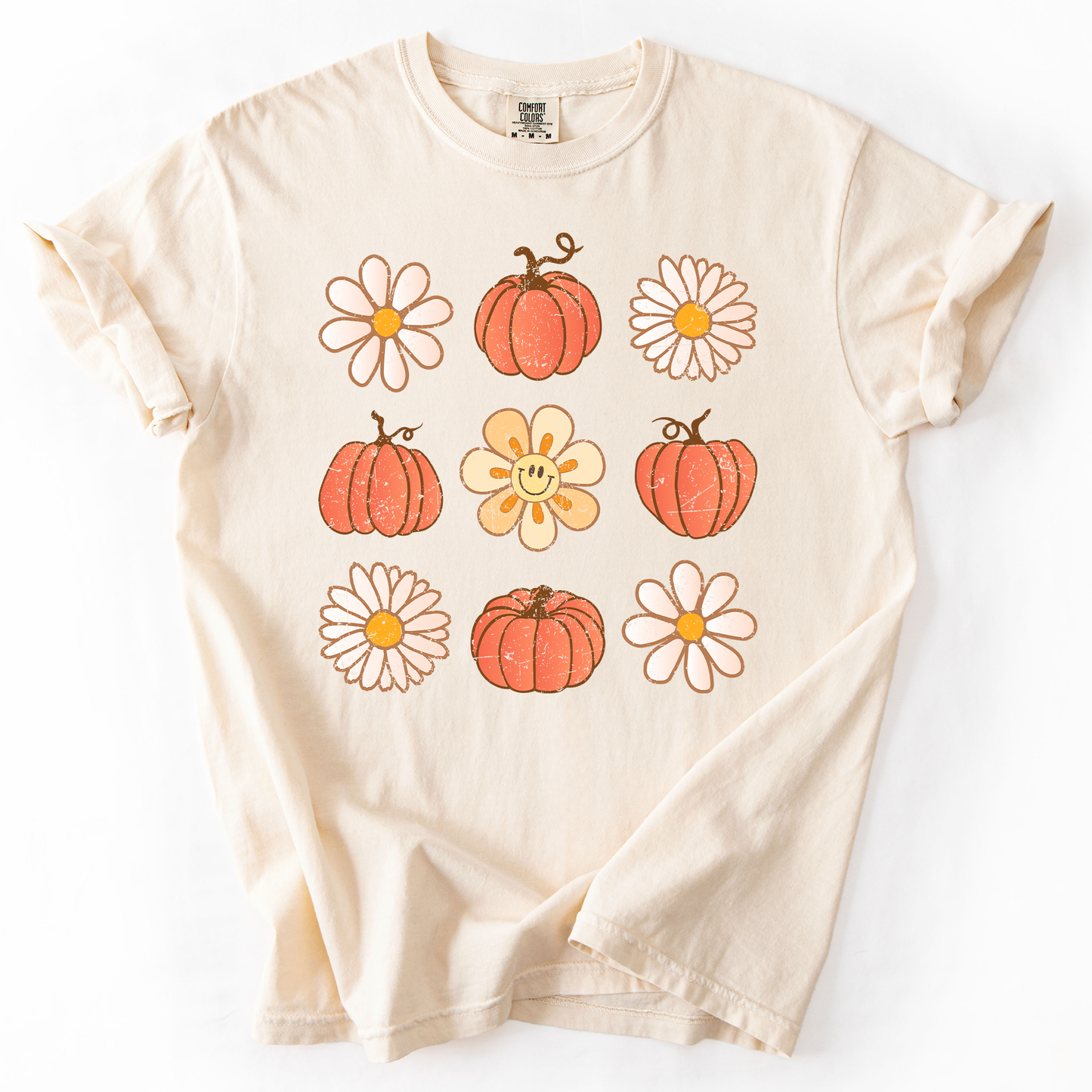 Flowers and Pumpkins Minimalist Autumn Fall Comfort Colors T-Shirt Refinery Number One