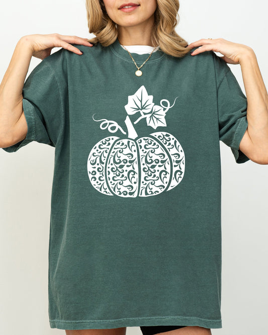 Folk Art Pumpkin Fall Autumn Thanksgiving Halloween Shirt Comfort Colors T-Shirt