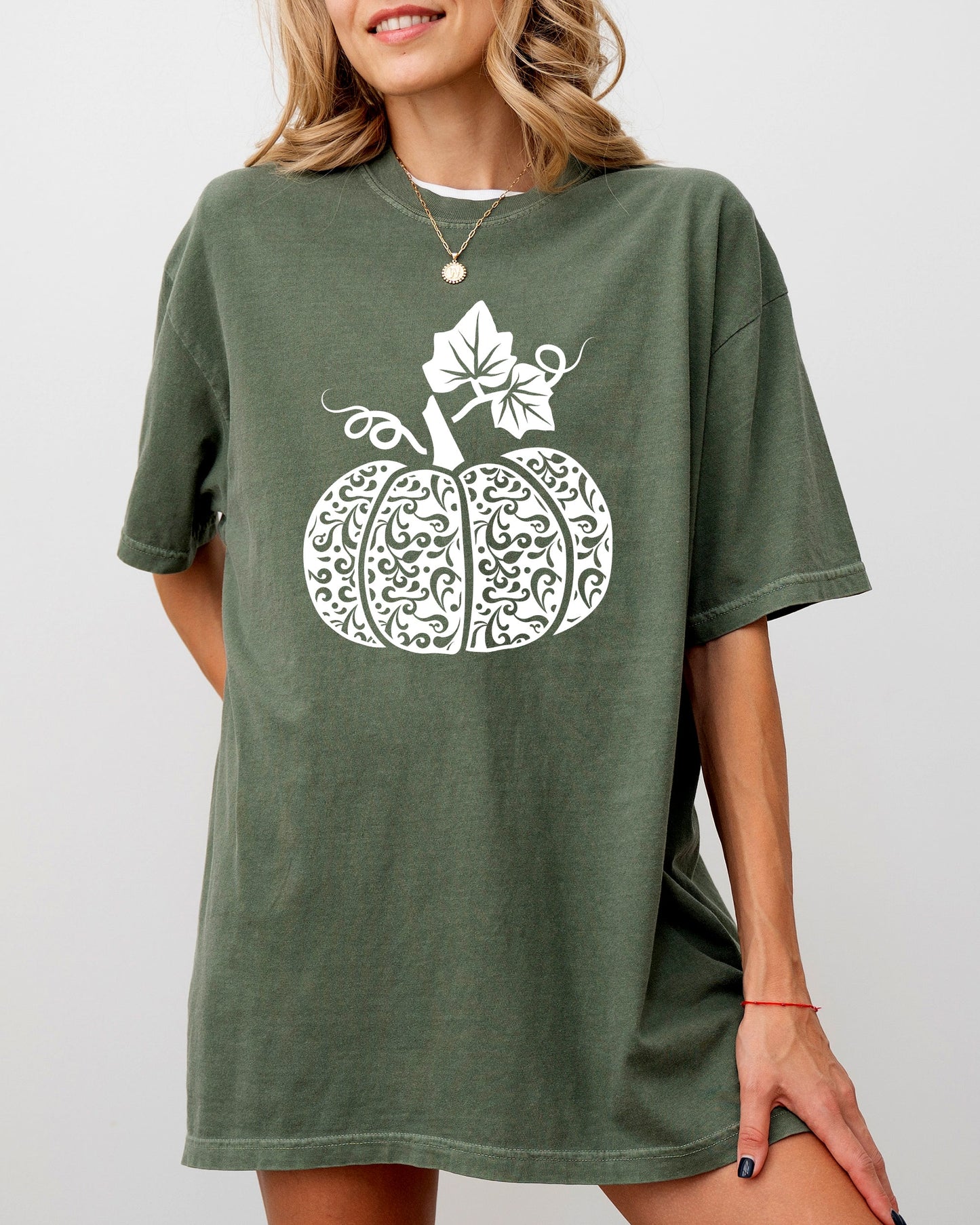 Folk Art Pumpkin Fall Autumn Thanksgiving Halloween Shirt Comfort Colors T-Shirt