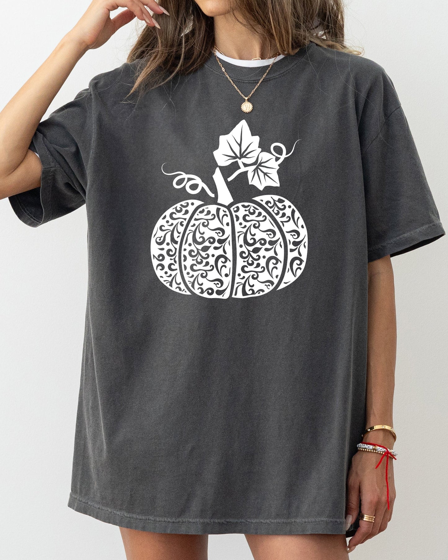 Folk Art Pumpkin Fall Autumn Thanksgiving Halloween Shirt Comfort Colors T-Shirt