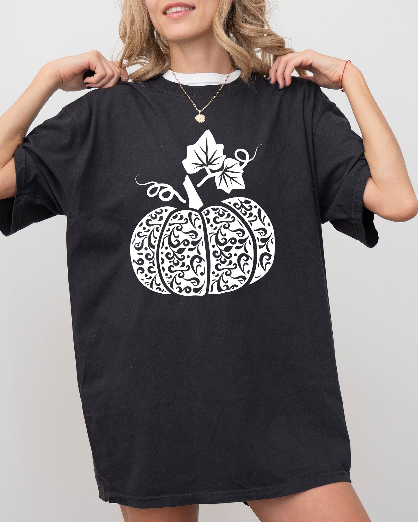 Folk Art Pumpkin Fall Autumn Thanksgiving Halloween Shirt Comfort Colors T-Shirt