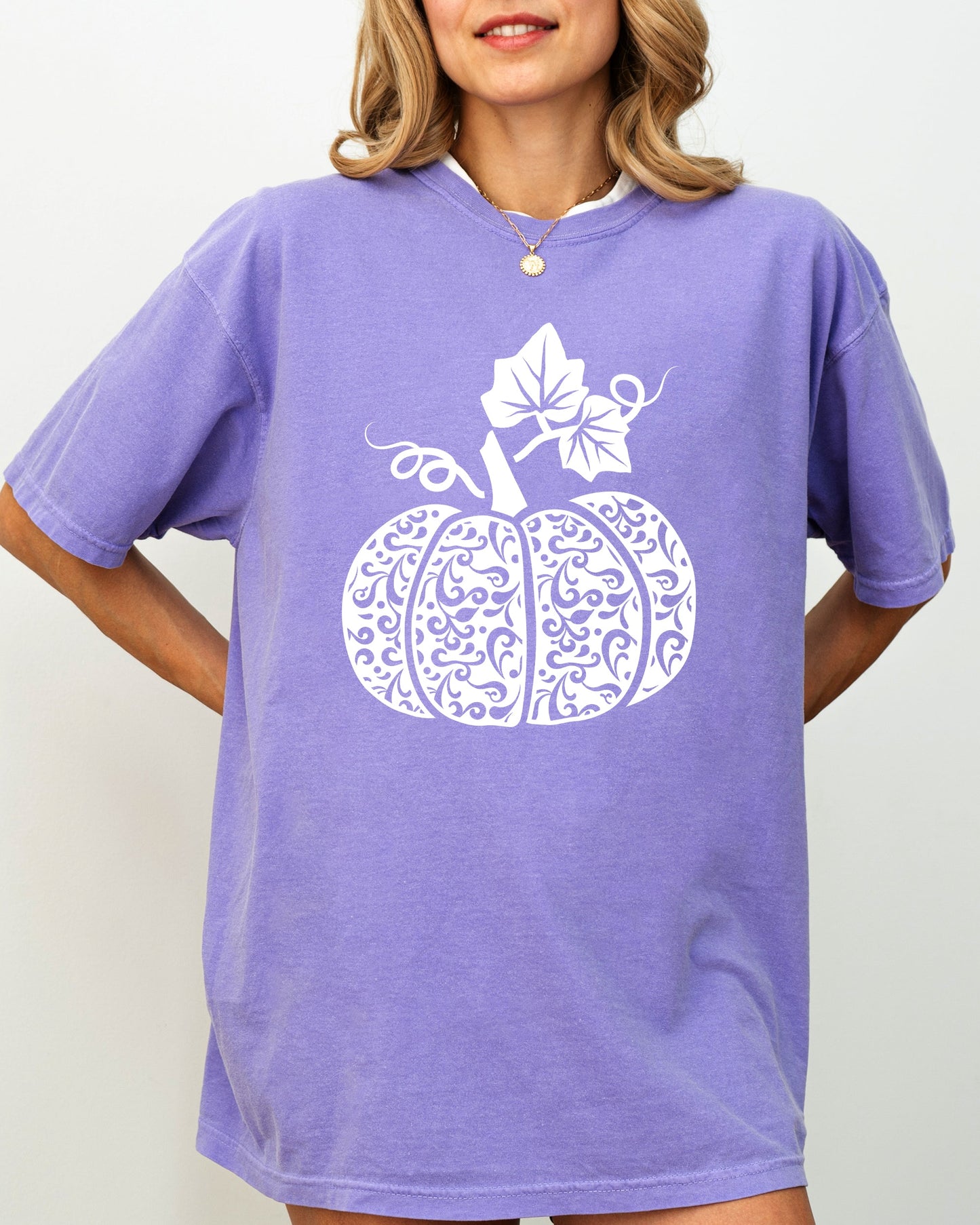 Folk Art Pumpkin Fall Autumn Thanksgiving Halloween Shirt Comfort Colors T-Shirt