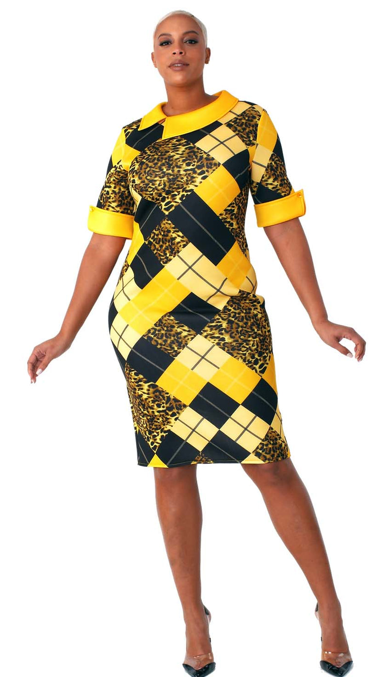 Print Scuba Yellow/Black Women Dress For Her NY