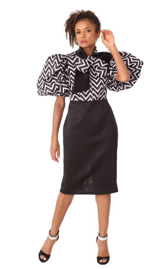 For Her Black White Scuba Knit Print Dress 81951C