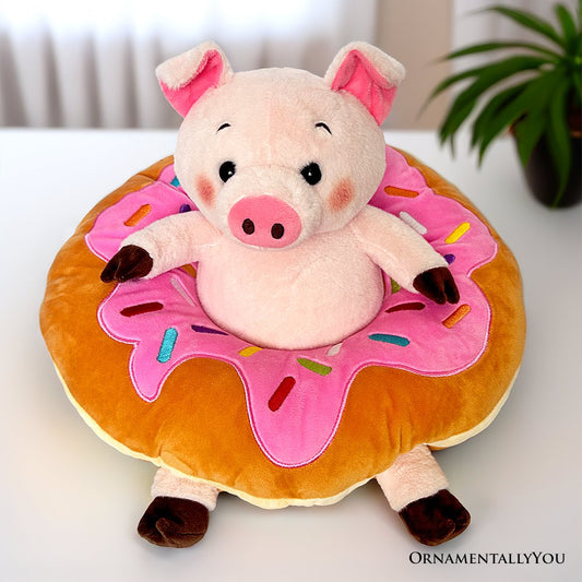 Adorable 12' Donut Ring Pig Plushie Stuffed Animal Ollie Oinker