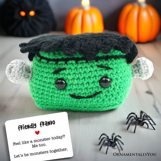 Positivity Crochet Support Doll Frankenstein Halloween Encouragement Gift
