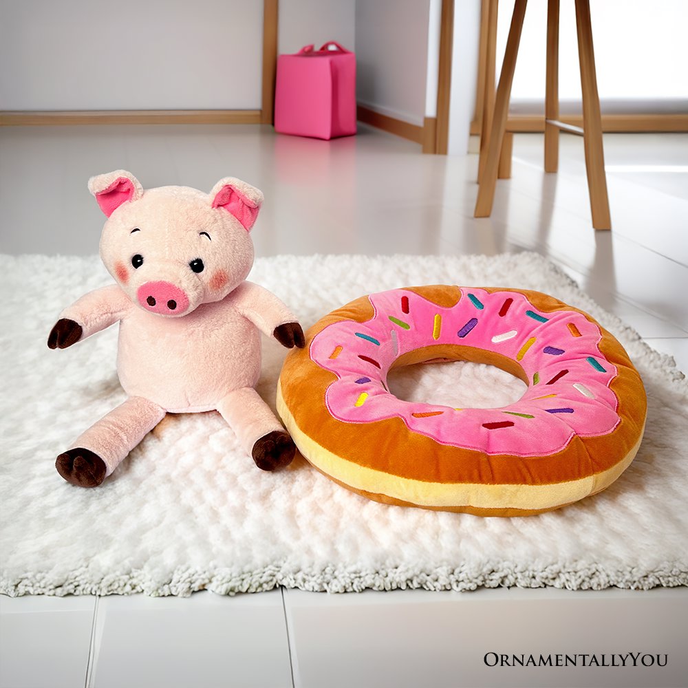 Adorable 12' Donut Ring Pig Plushie Stuffed Animal Ollie Oinker