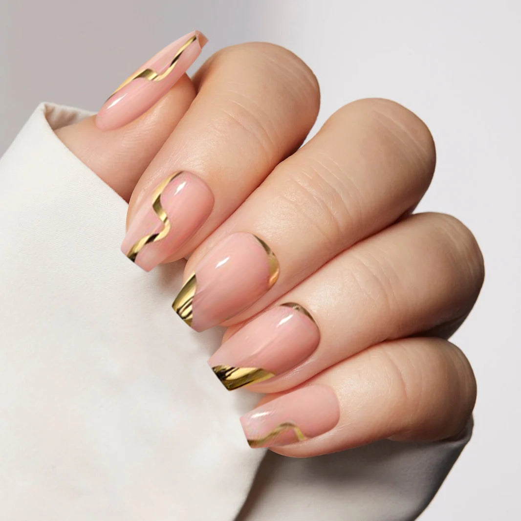 Golden Hour Square Long Lasting Press On Nails