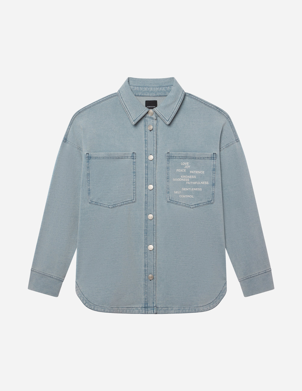 Fruit of the Spirit Blue Shadow Oversized Shacket Elevated Faith