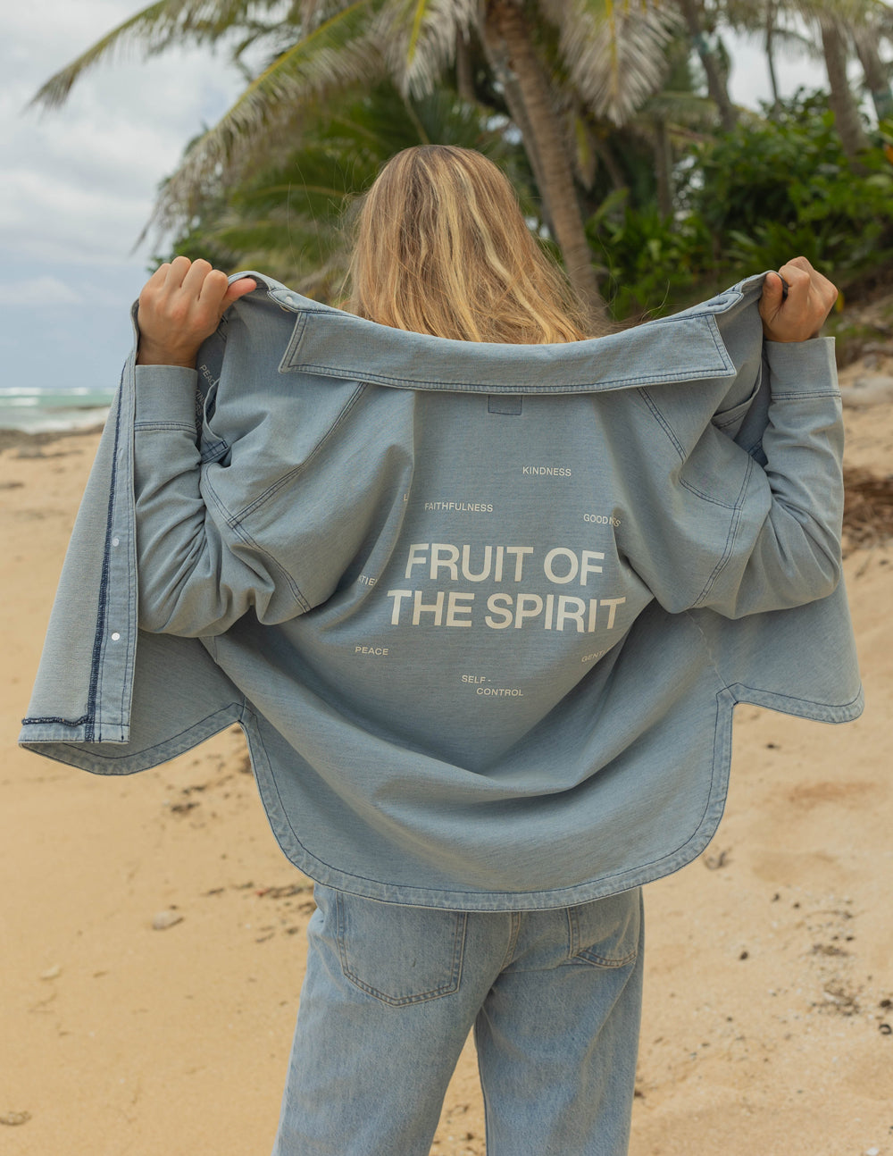 Fruit of the Spirit Blue Shadow Oversized Shacket Elevated Faith