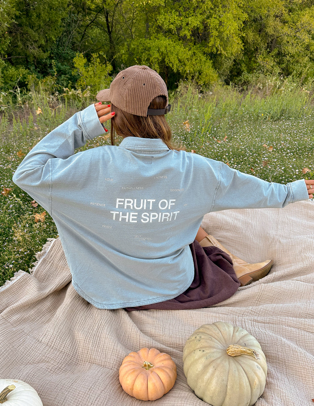 Fruit of the Spirit Blue Shadow Oversized Shacket Elevated Faith