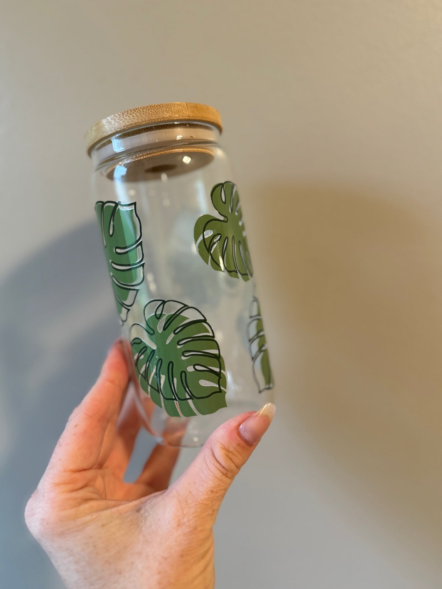 Monstera Leaf Bold Design Cup Sawdust and Cedar