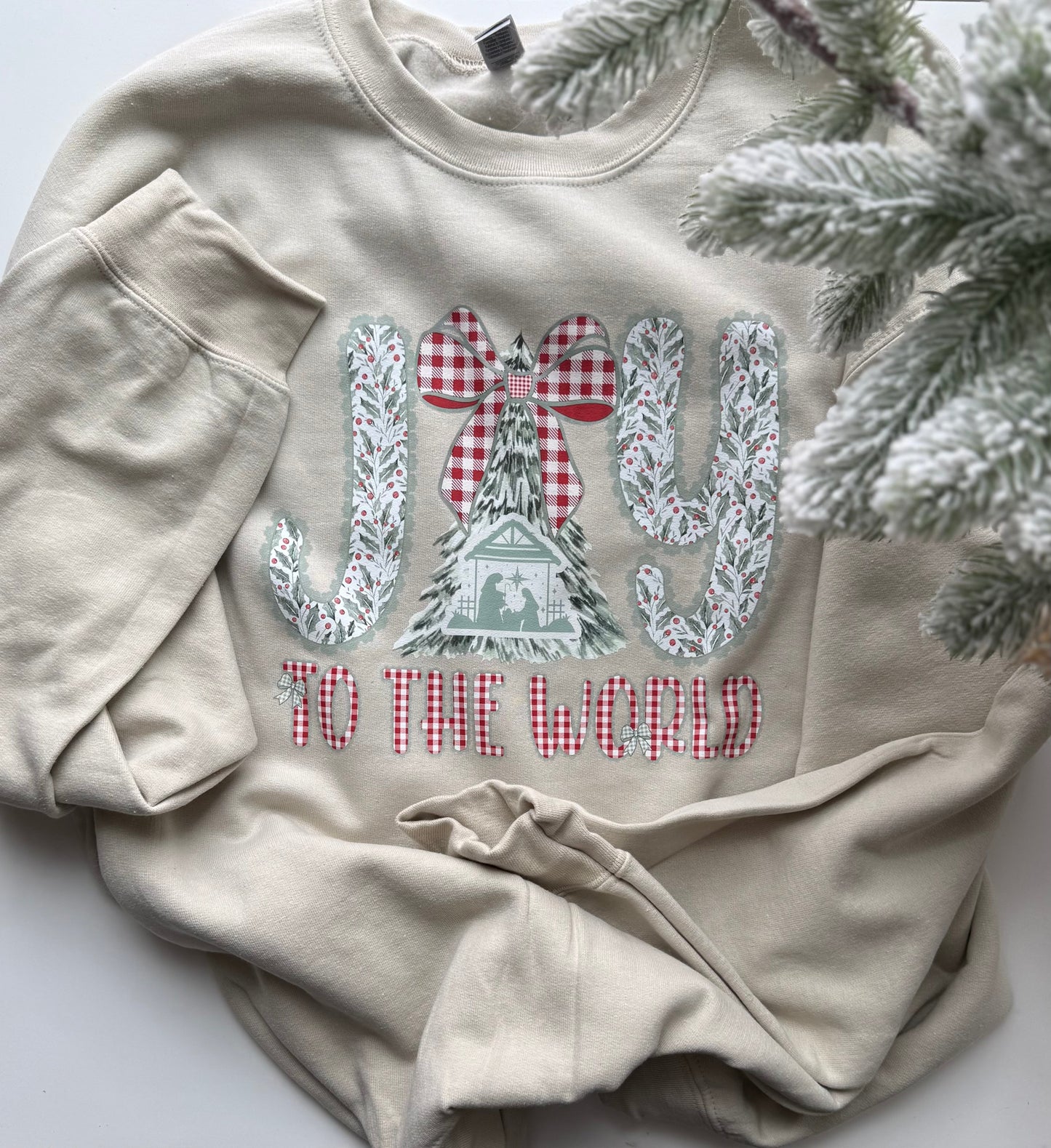 Joy to the World Nativity Crewneck Christmas Sweater Cozy Winter Pullover