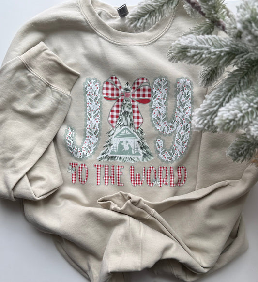Joy to the World Nativity Crewneck Christmas Sweater Cozy Winter Pullover