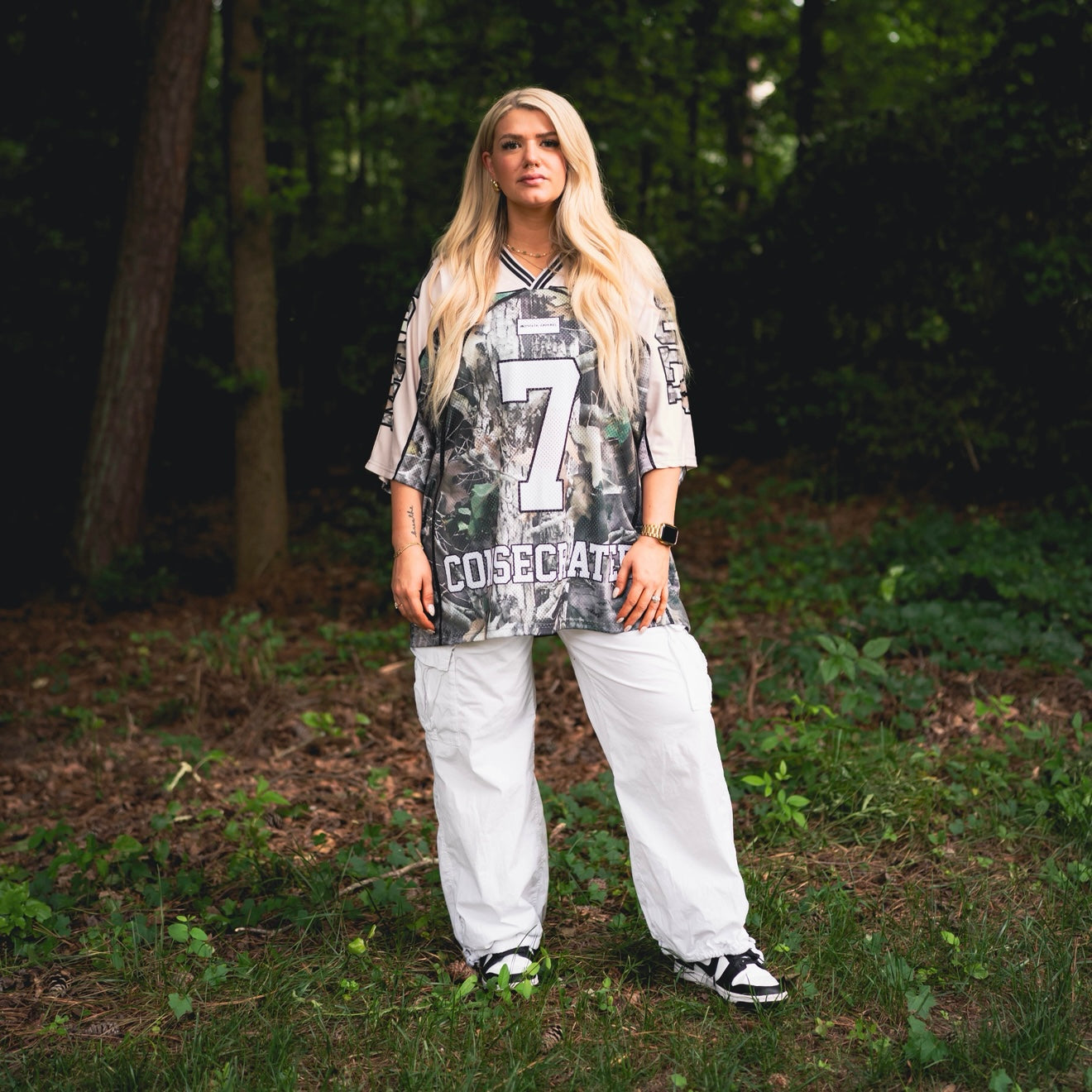 CONSECRATED Jersey Cream Woodland Camo Oversized Fit