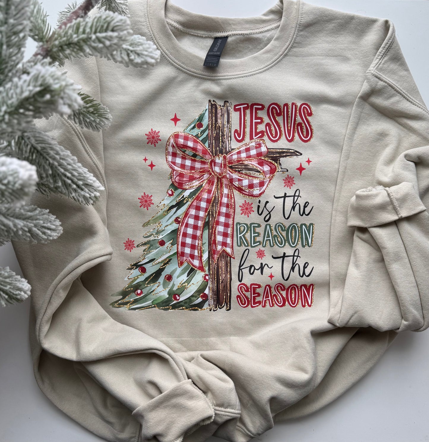 Jesus Is The Reason For The Season Cozy Crewneck Christian Christmas Sweatshirt
