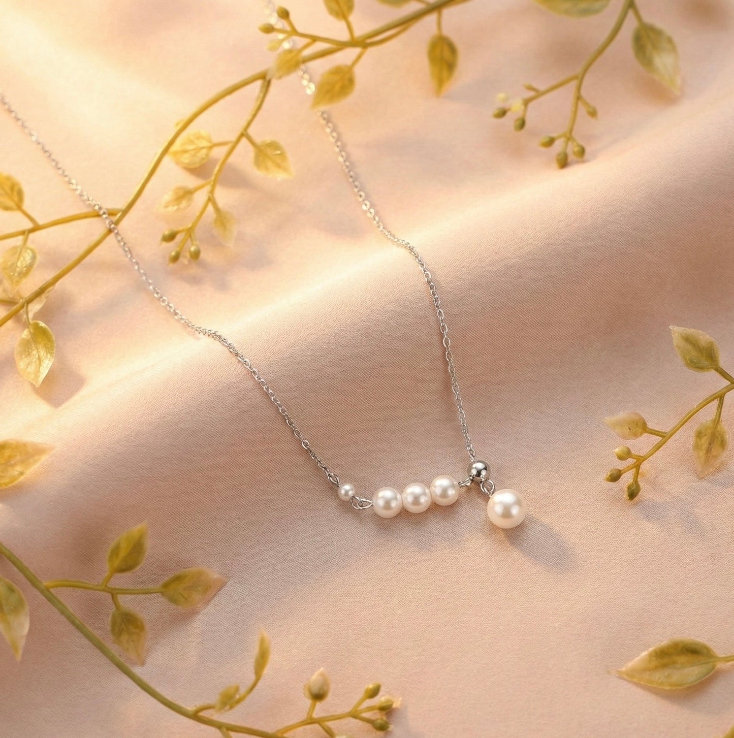 Sterling Silver Pearl Chain Necklace Elegant Delicate Pearl Jewelry