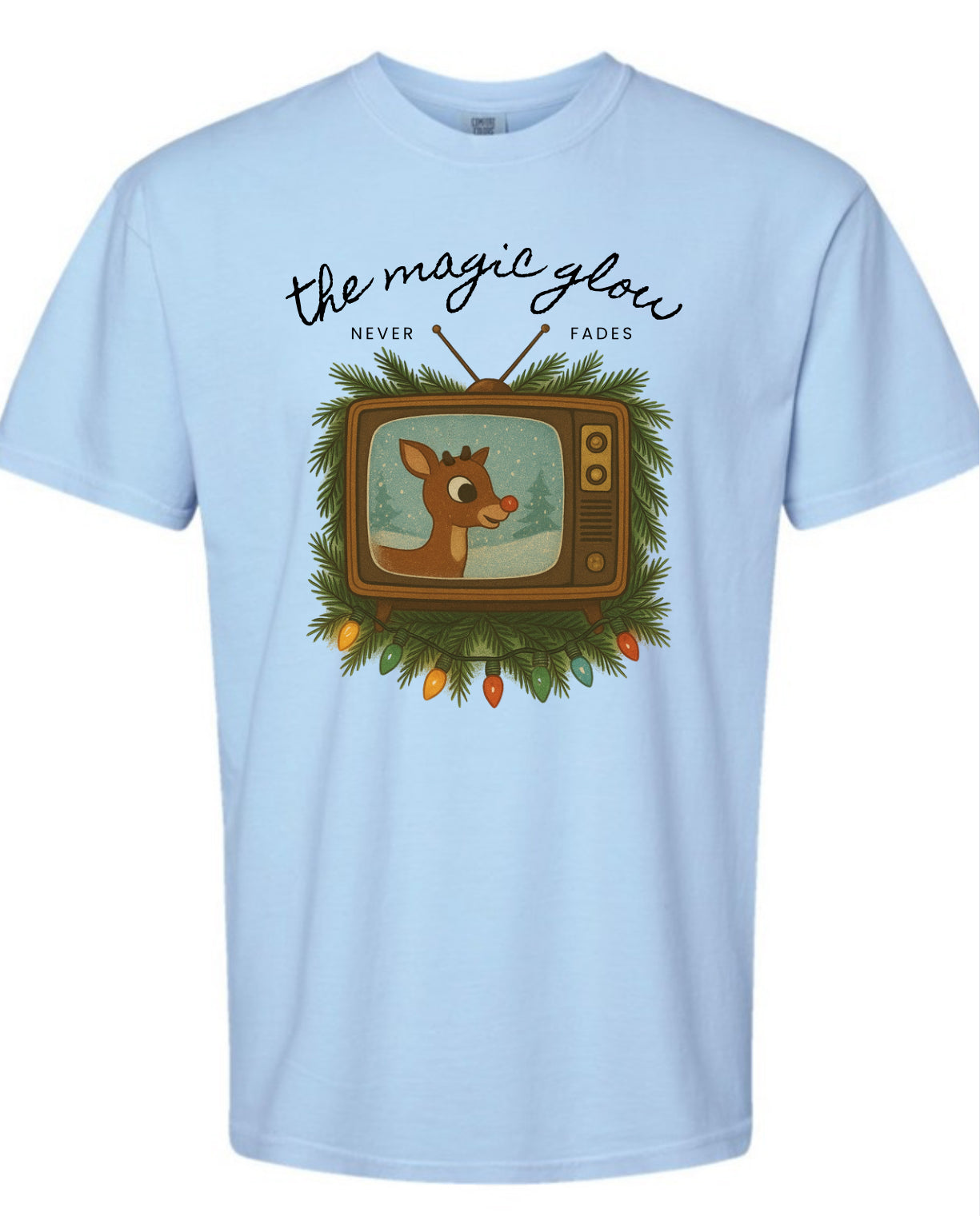 Magic Glow Never Fades Retro TV Crewneck Sweatshirt Gildan