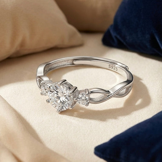 Sterling Silver Star-Cut Zircon Engagement Ring Amtikiss Casuals