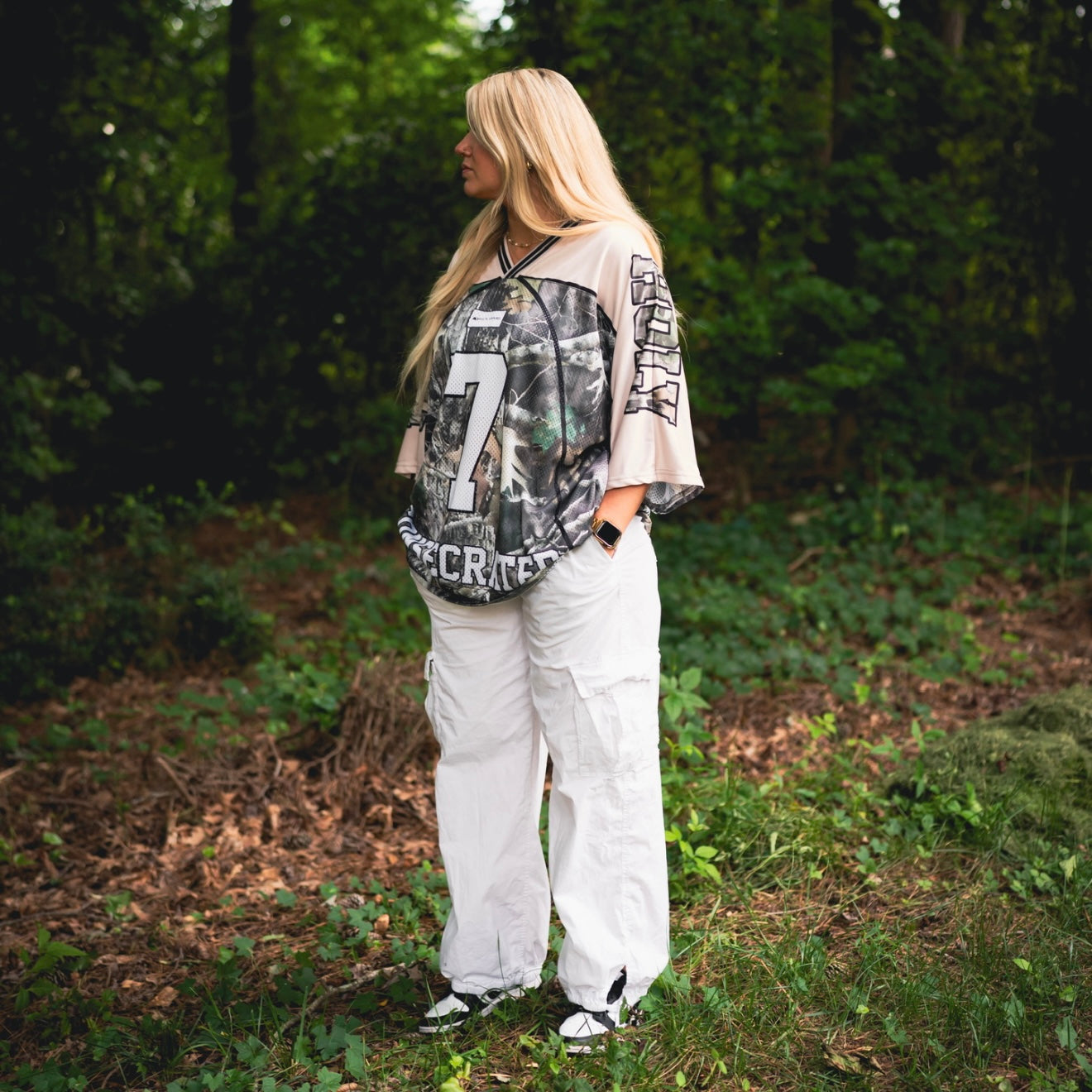 CONSECRATED Jersey Cream Woodland Camo Oversized Fit
