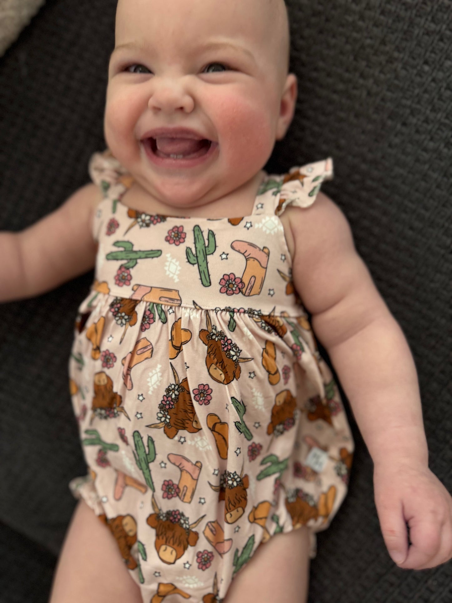 Pink Highland Cow bubble romper