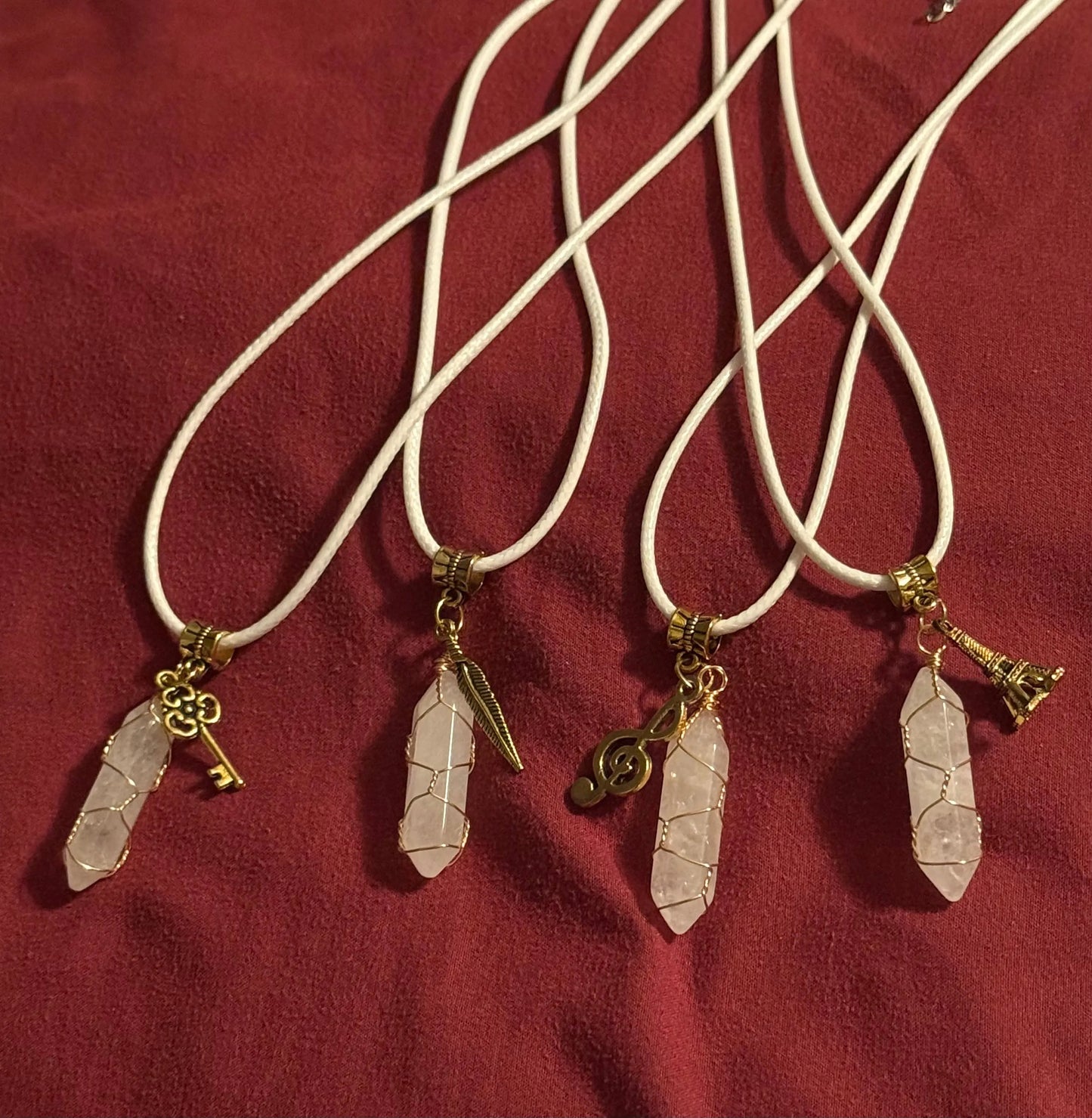 Goldtone Wire Wrap Clear Quartz Necklace