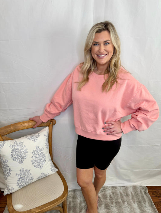Ultra Soft Ruched Sleeve Lounge Top Pink